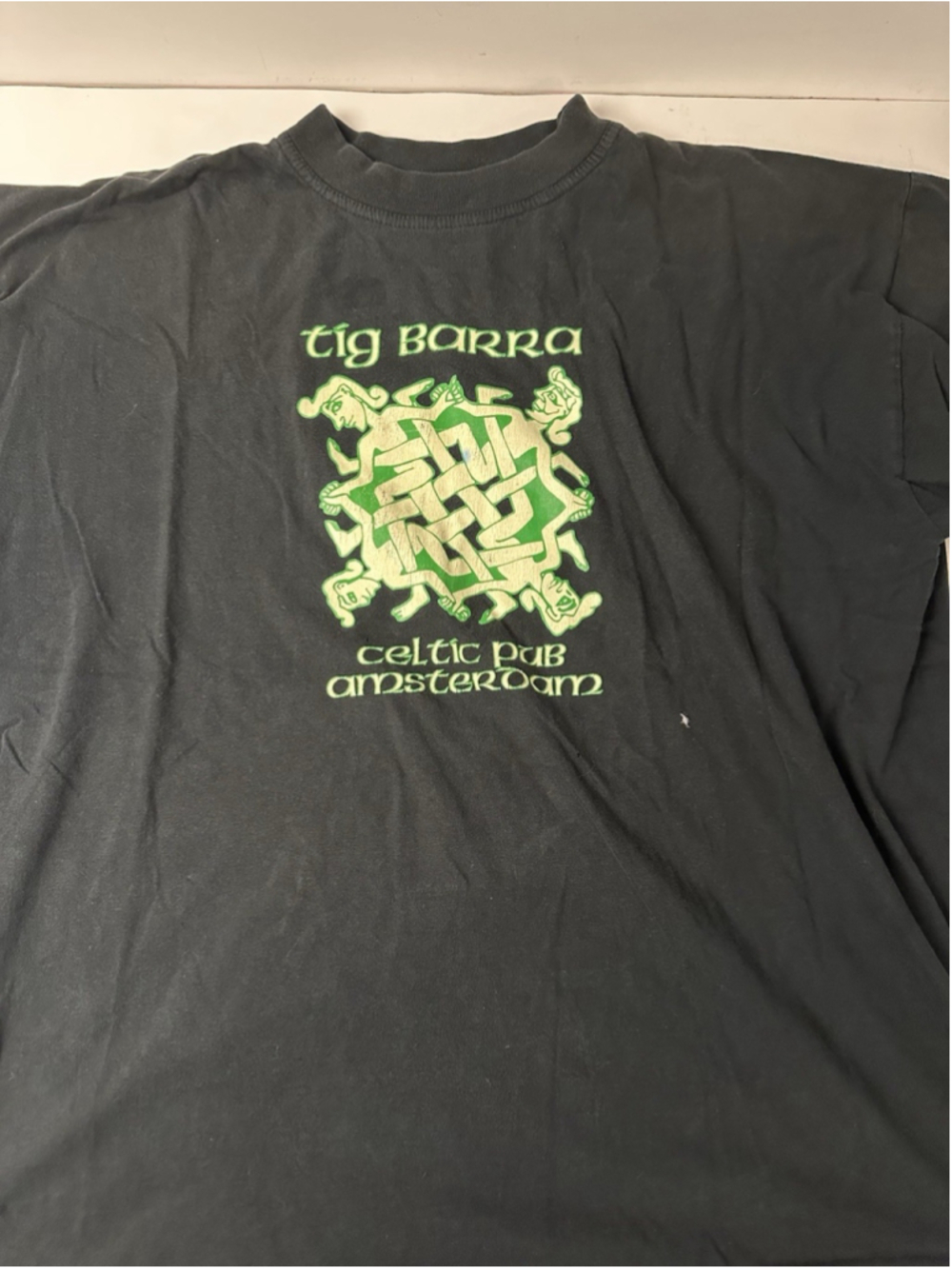 Vintage Tig Barra Celtic Pub Amsterdam T Shirt Mens Large L Black Irish Knot Gra